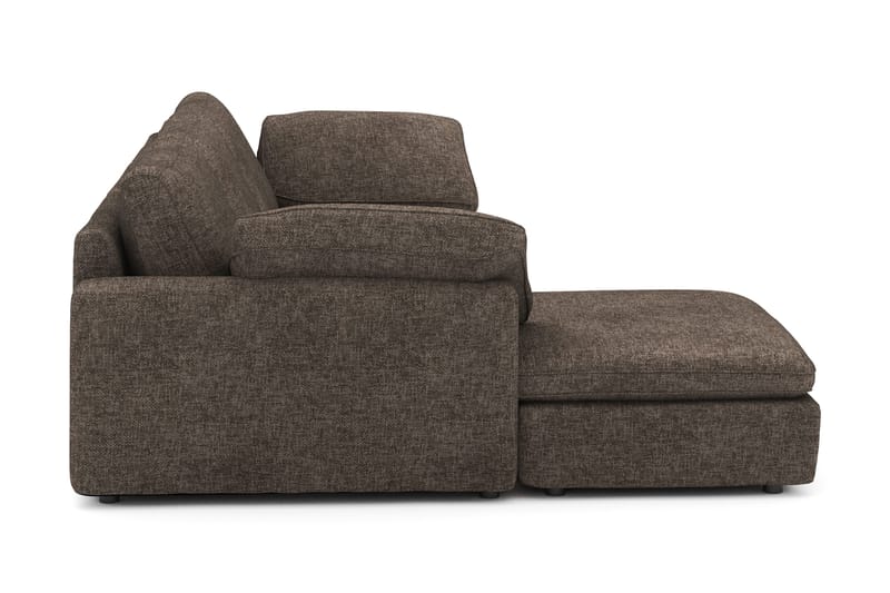Visby 4-personers L-formet dyb vendbar sofa med chaiselong i stof - Mørkebrun - Møbler - Sofaer - Sofa med chaiselong