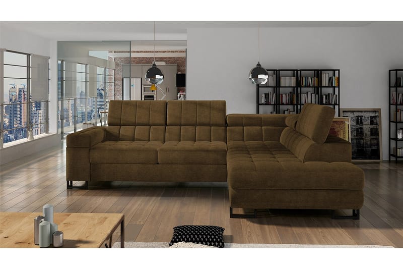 Warwick Sofa med Sjeselong 3-seter - Brun - Møbler - Sofaer - Sofa med chaiselong