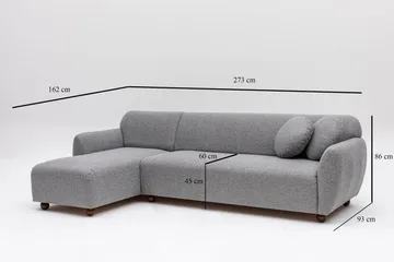 Whitecliffs Chaiselongsofa 3-personers - Grå - Møbler - Sofaer - Sofa med chaiselong - 3 personers sofa med chaiselong