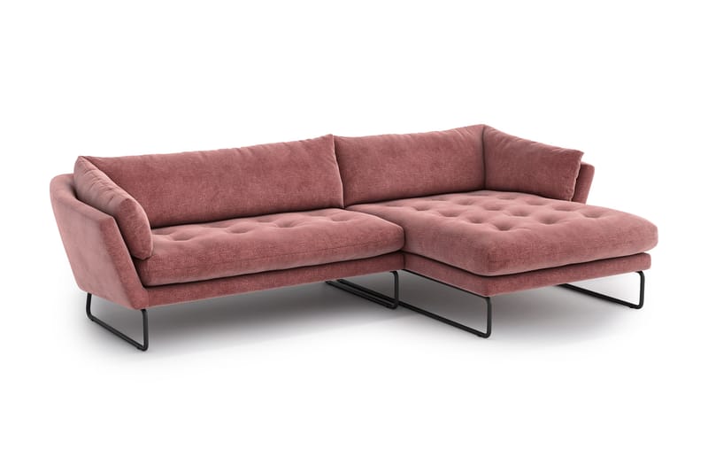 Ynnabo Chaiselongsofa - Lyserød - Sofa med chaiselong - 4 personers sofa med chaiselong