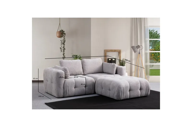 Yvara Sofa med Divan 2-sits - Lysegrå - Møbler - Sofaer - Sofa med chaiselong