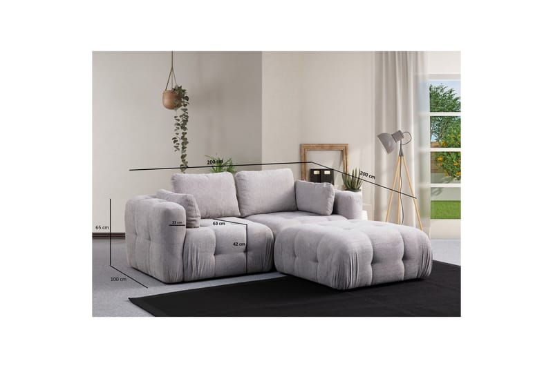 Yvara Sofa med Divan 2-sits - Lysegrå - Møbler - Sofaer - Sofa med chaiselong