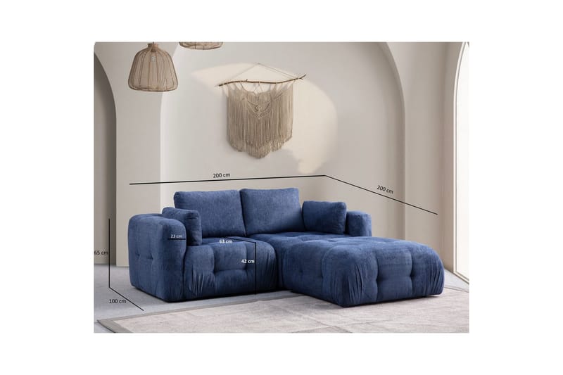 Yvara Sofa med Divan 2-sits - Marineblå - Møbler - Sofaer - Sofa med chaiselong