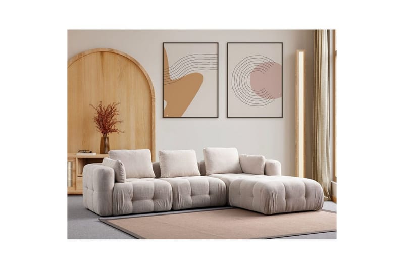 Yvara Sofa med Divan 4-sits - Beige - Møbler - Sofaer - Modulsofaer - Komplet modulsofa