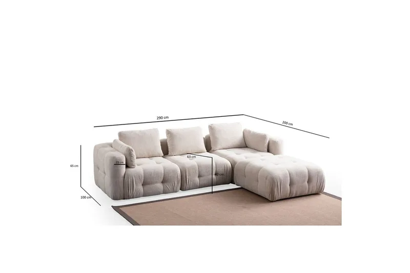 Yvara Sofa med Divan 4-sits - Beige - Møbler - Sofaer - Sofa med chaiselong