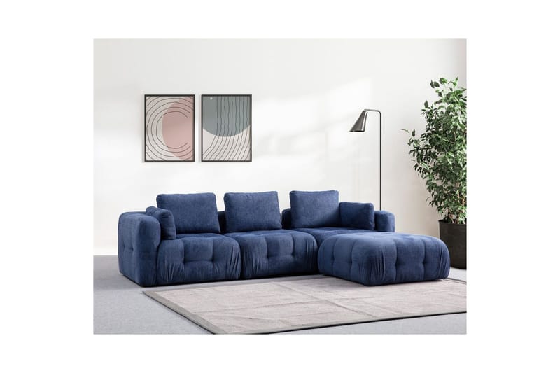 Yvara Sofa med Divan 4-sits - Blå - Møbler - Sofaer - Sofa med chaiselong