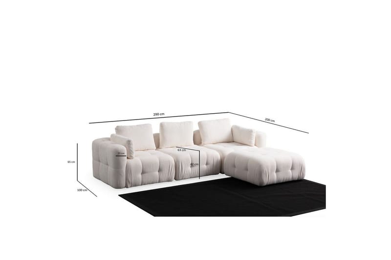 Yvara Sofa med Divan 4-sits - Hvid - Møbler - Sofaer - Sofa med chaiselong