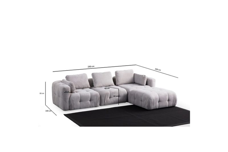 Yvara Sofa med Divan 4-sits - Lysegrå - Møbler - Sofaer - Sofa med chaiselong