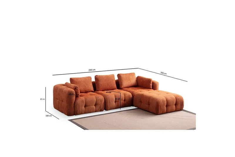 Yvara Sofa med Divan 4-sits - Orange - Møbler - Sofaer - Sofa med chaiselong