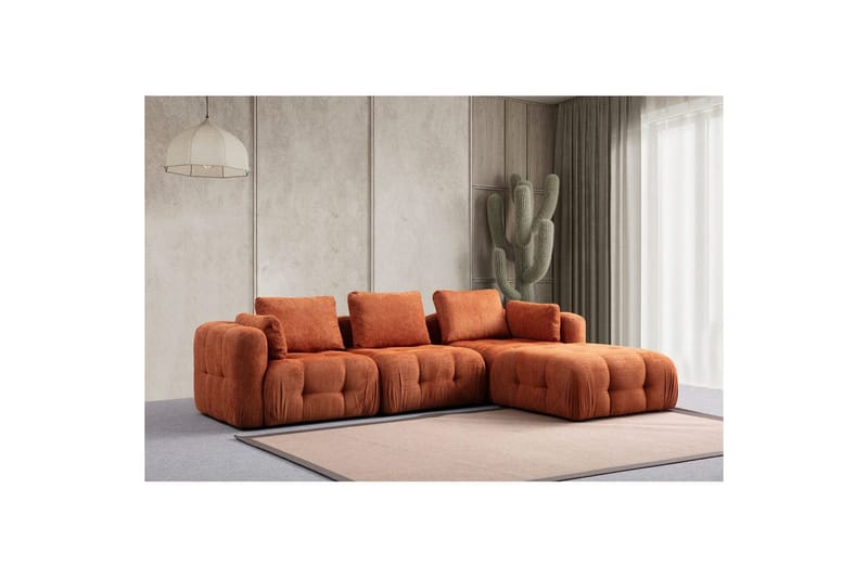 Yvara Sofa med Divan 4-sits - Orange - Møbler - Sofaer - Modulsofaer - Komplet modulsofa