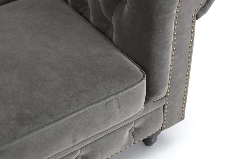 Chesterfield Deluxe 2-pers Sofa - Mørkegrå - Møbler - Sofaer - Velour sofaer