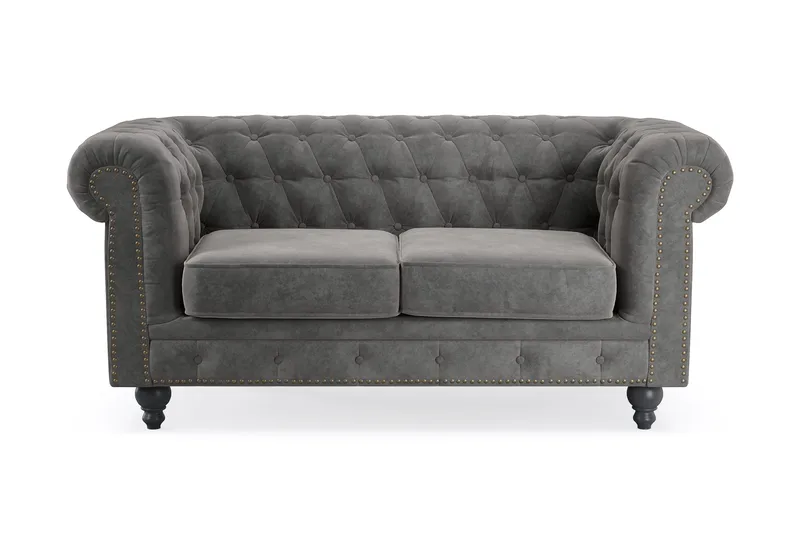 Chesterfield Deluxe 2-pers Sofa, Mørkegrå
