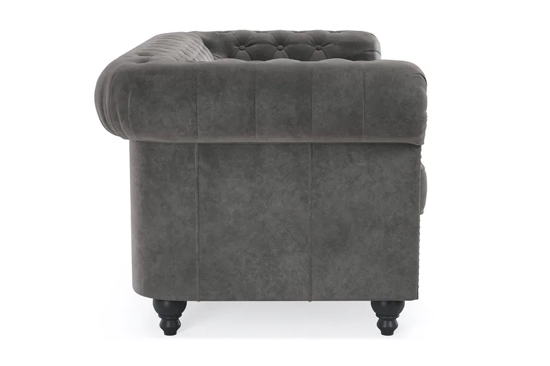 Chesterfield Deluxe 2-pers Sofa - Mørkegrå - Møbler - Sofaer - Velour sofaer