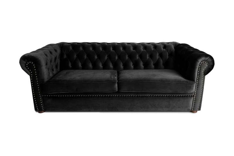 Chesterfield Deluxe sovesofa 3-Pers. - Sort - Sovesofaer - 3 personers sovesofa