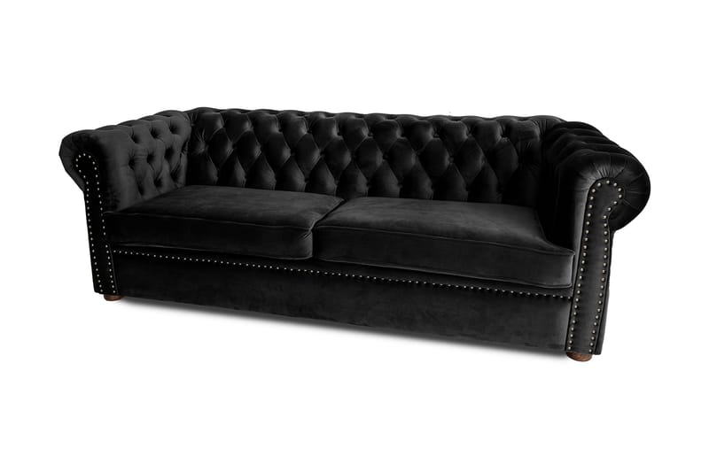 Chesterfield Deluxe sovesofa 3-Pers. - Sort - Sovesofaer - 3 personers sovesofa