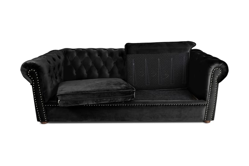 Chesterfield Deluxe sovesofa 3-Pers. - Sort - Sovesofaer - 3 personers sovesofa