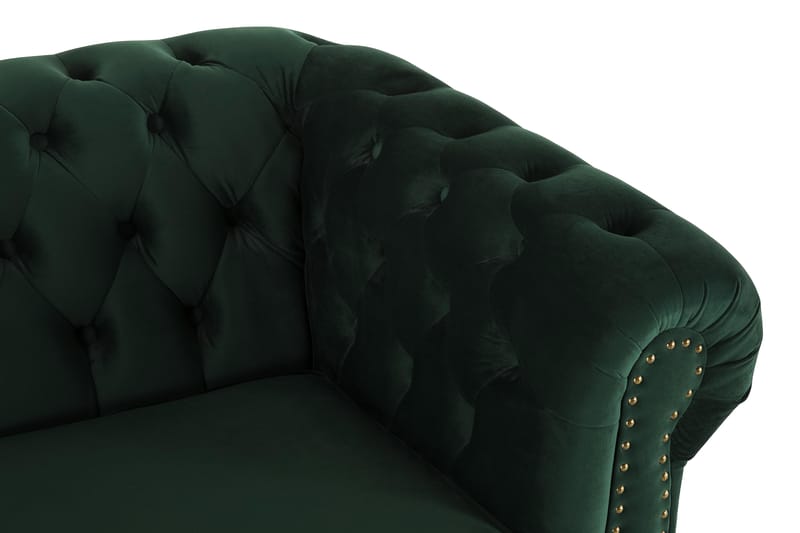 Chesterfield Deluxe Veloursofa 3-pers - Mørkegrøn - Chesterfield sofaer - 3 personers sofa - Velour sofaer