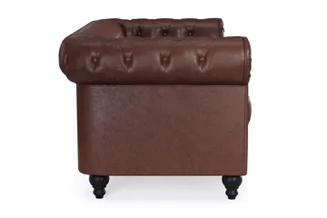 Chesterfield Lyx 2-sædet Dyb sofa kunstlæder - Mørkebrun - Møbler - Sofaer - 2 personers sofa