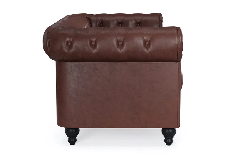 Chesterfield Lyx 2-sædet Dyb sofa kunstlæder - Mørkebrun PU - Møbler - Sofaer - 2 personers sofa