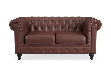 Chesterfield Lyx 2-sædet Dyb sofa kunstlæder - Mørkebrun - Møbler - Sofaer - 2 personers sofa