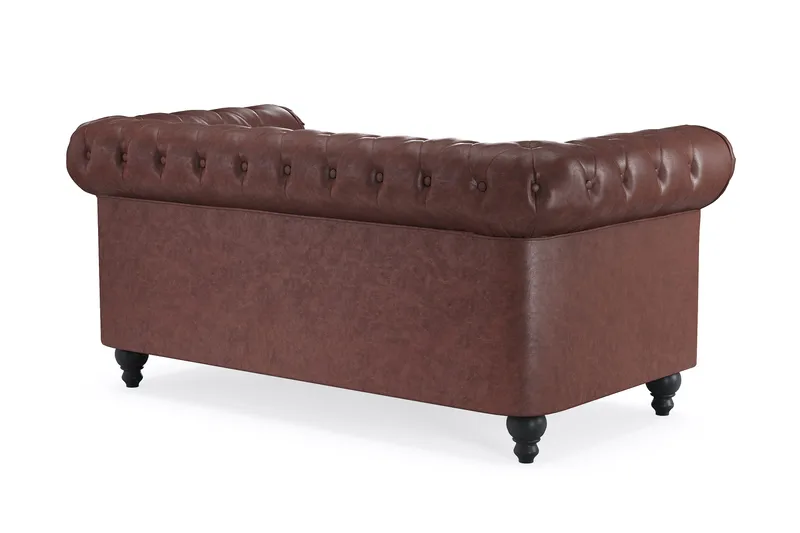 Chesterfield Lyx 2-sædet Dyb sofa kunstlæder - Mørkebrun PU - Møbler - Sofaer - Lædersofaer
