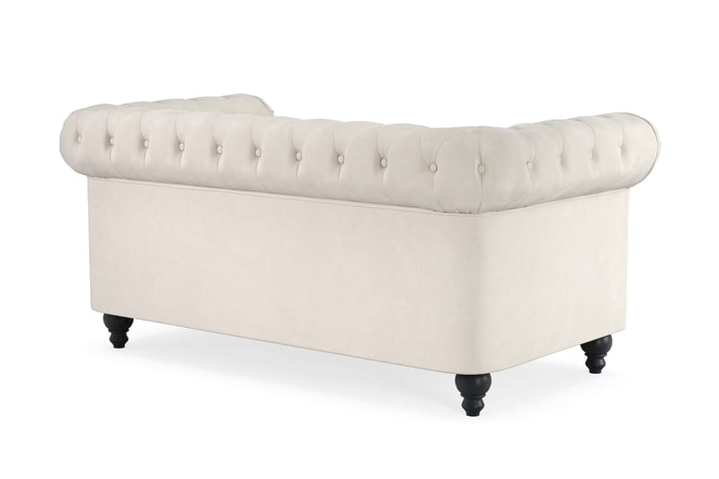 Chesterfield Lyx 2-sædet Fløjlssofa – Lille dyb sofa - Beige Fløjl - Møbler - Sofaer - 2 personers sofa