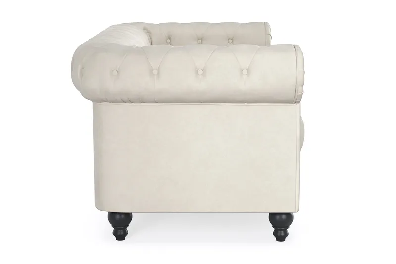 Chesterfield Lyx 2-sædet Fløjlssofa – Lille dyb sofa - Beige - Møbler - Sofaer - 2 personers sofa