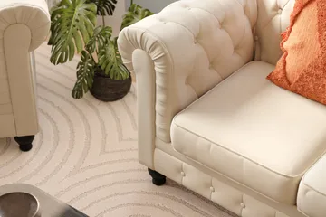 Chesterfield Lyx 2-sædet Fløjlssofa – Lille dyb sofa - Beige - Møbler - Sofaer - 2 personers sofa