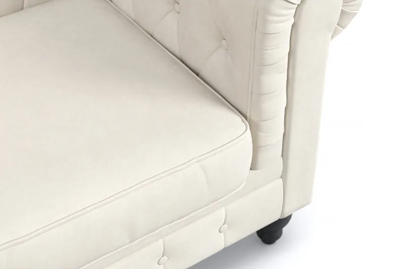 Chesterfield Lyx 2-sædet Fløjlssofa – Lille dyb sofa - Beige - Møbler - Sofaer - 2 personers sofa
