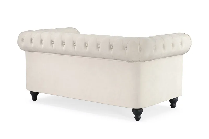 Chesterfield Lyx 2-sædet Fløjlssofa – Lille dyb sofa - Beige - Møbler - Sofaer - 2 personers sofa
