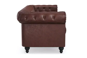 Chesterfield Lyx 3-sædet Dyb sofa kunstlæder - Mørkebrun - Møbler - Sofaer - Chesterfield sofaer