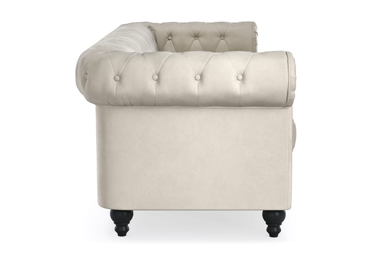 Chesterfield Lyx 3-sædet Fløjlssofa – Dyb sofa - Beige - Møbler - Sofaer - Chesterfield sofaer