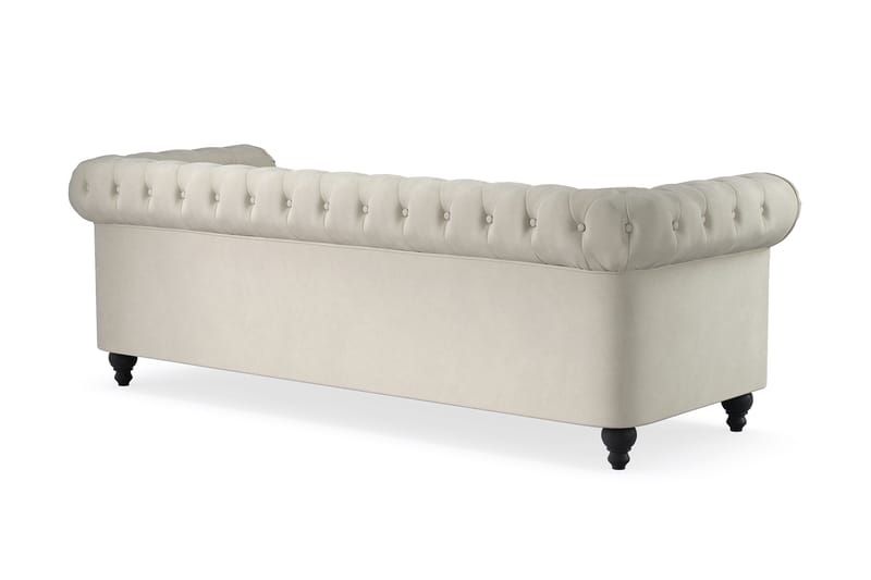 Chesterfield Lyx 3-sædet Fløjlssofa – Dyb sofa - Beige - Møbler - Sofaer - Chesterfield sofaer