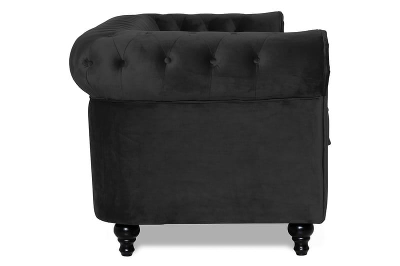 Chesterfield Lyx Veloursofa 3-pers - Sort - Chesterfield sofaer - 3 personers sofa - Velour sofaer