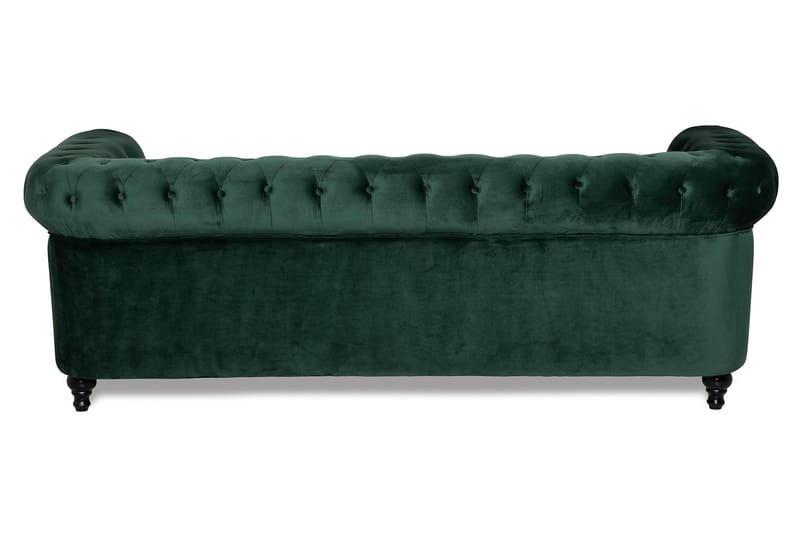 Chesterfield Lyx Veloursofa 3-pers - Mørkegrøn - Chesterfield sofaer - 3 personers sofa - Velour sofaer