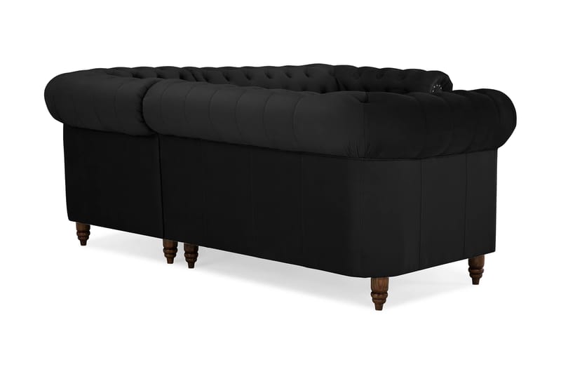 Chesterfield Deluxe Hjørnesofa Velour - Sort - Hjørnesofa - Chesterfield sofaer - Chesterfield hjørnesofa - Velour sofaer