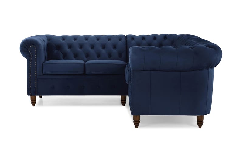 Chesterfield Deluxe Hjørnesofa Velour - Petrolblå - Møbler - Sofaer - Chesterfield sofaer