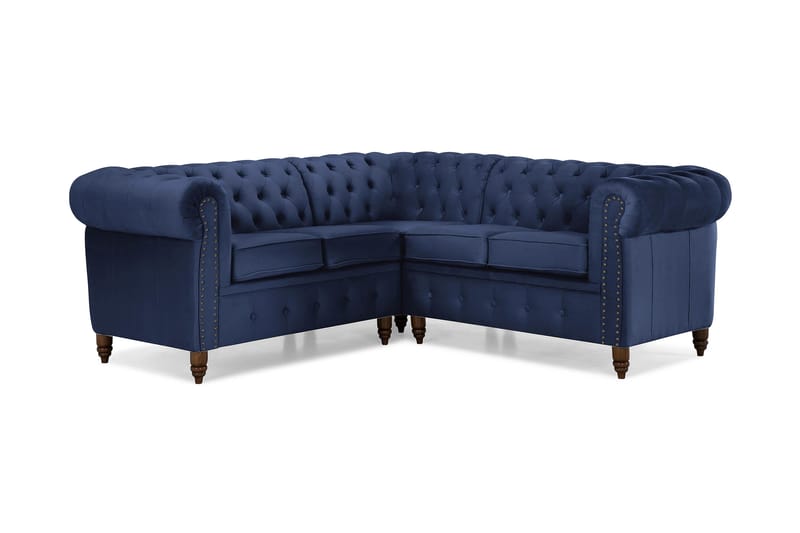 Chesterfield Deluxe Hjørnesofa Velour - Petrolblå - Møbler - Sofaer - Chesterfield sofaer
