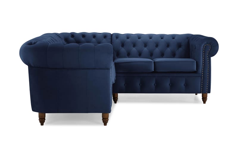 Chesterfield Deluxe Hjørnesofa Velour - Petrolblå - Møbler - Sofaer - Chesterfield sofaer