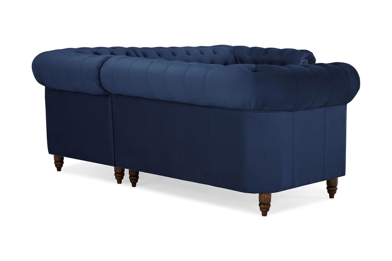 Chesterfield Deluxe Hjørnesofa Velour - Petrolblå - Hjørnesofa - Chesterfield sofaer - Chesterfield hjørnesofa - Velour sofaer