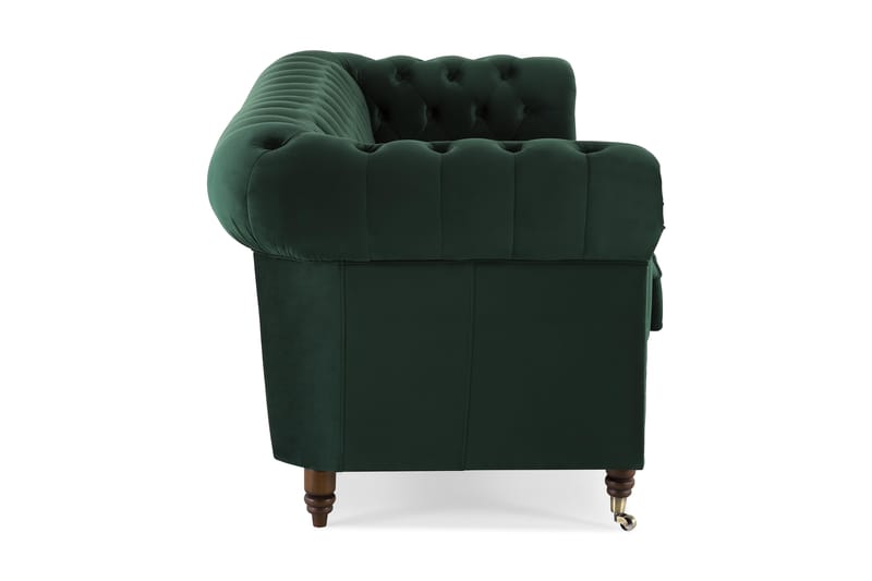 Chesterfield Deluxe Veloursofa 3-pers - Mørkegrøn - Chesterfield sofaer - 3 personers sofa - Velour sofaer