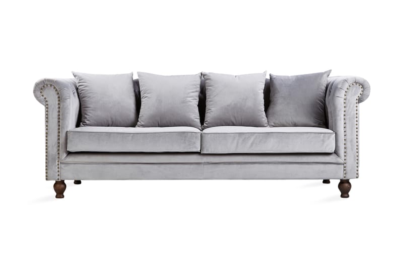 Robyn 3-personers Sofa Velour Lysegrøn - Lædersofaer - 3 personers sofa - 4 personers sofa - Sofaer - Velour sofaer - 2 personers sofa - Chesterfield sofaer