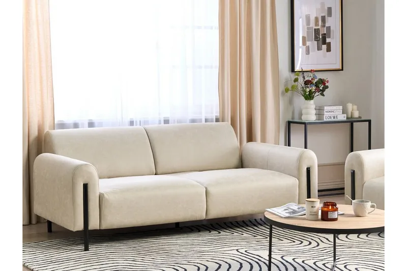 Christa Sofa 3-personers - Beige/Sort - Møbler - Sofaer - Lædersofaer