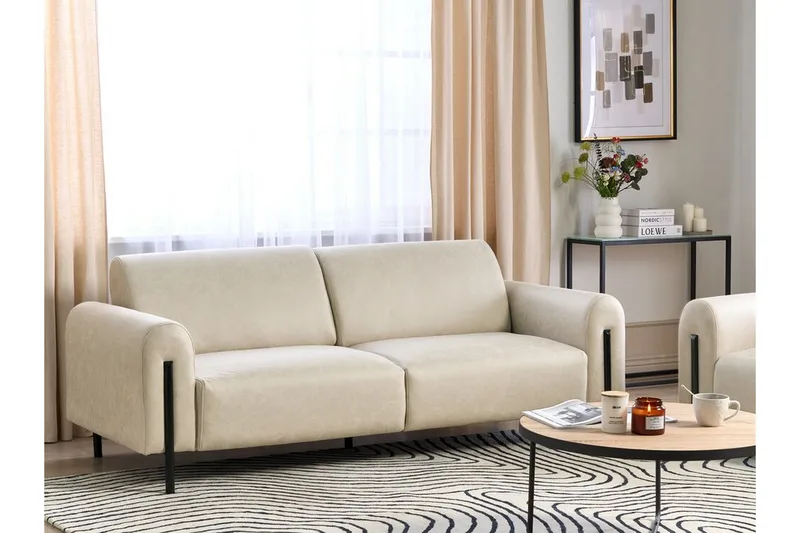Christa Sofa 3-personers - Beige/Sort - Møbler - Sofaer - Lædersofaer