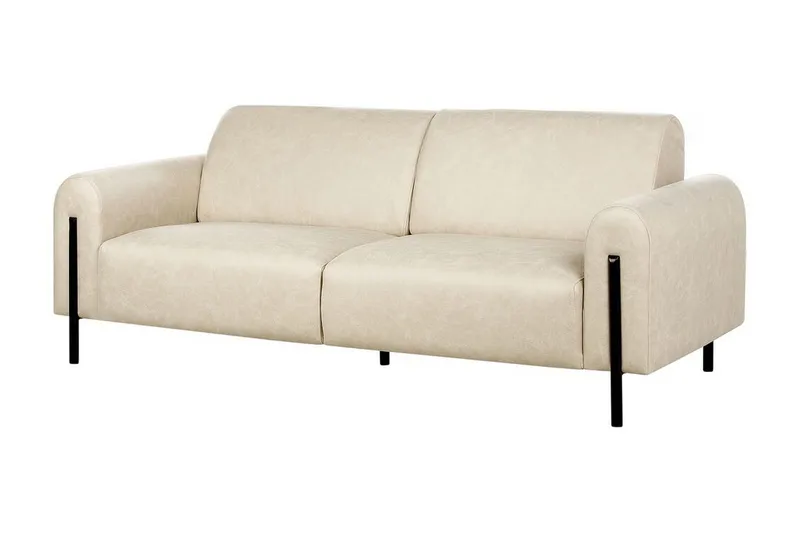 Christa Sofa 3-personers - Beige/Sort - Møbler - Sofaer - Lædersofaer