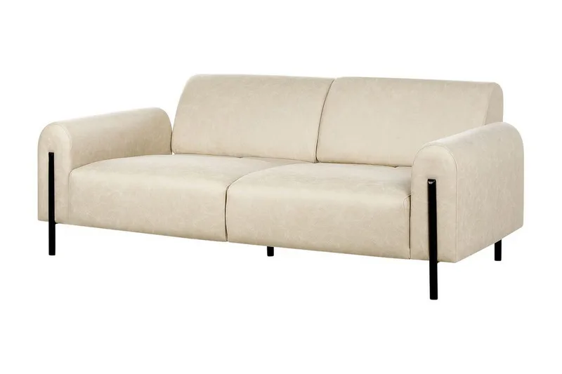 Christa Sofa 3-personers - Beige/Sort - Møbler - Sofaer - Lædersofaer