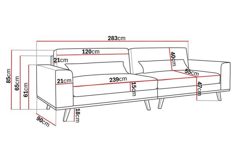 Copenhagen 4-personers Stofsofa - Lysegrå - Møbler - Sofaer - 4 personers sofa