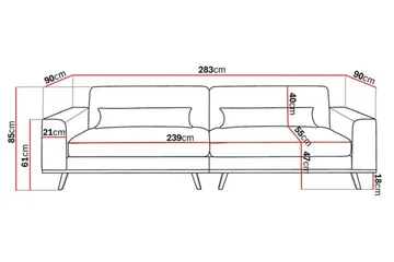 Copenhagen 4-personers Manchestersofa - Lysegrå - Møbler - Sofaer - 4 personers sofa