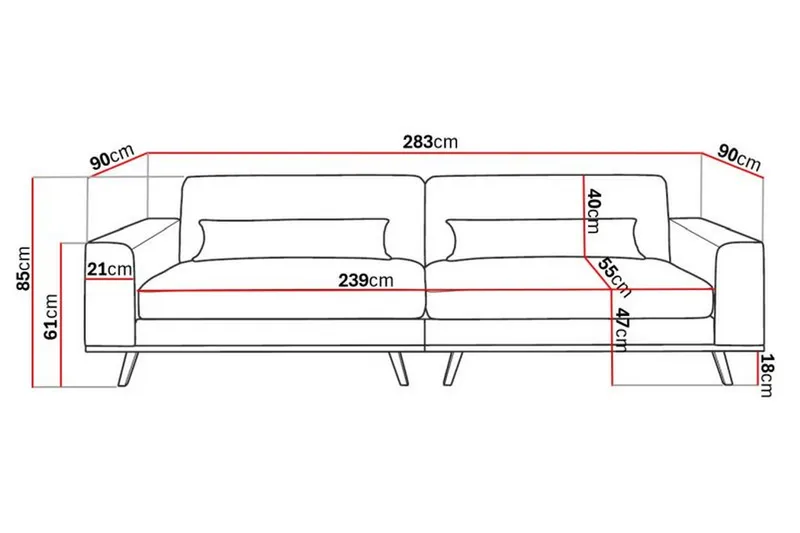 Copenhagen 4-personers Stofsofa - Lysegrå - Møbler - Sofaer - 4 personers sofa