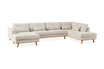 Copenhagen 5-personers Højrevendt U-formet Sofa med Divan og Chaiselong i Manchester - Beige - Møbler - Sofaer - U Sofa